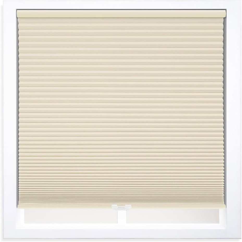 DEZ FURNISHINGS Cordless 1.5" Blackout Cellular Shade, Tan, 64.5" W x 54" H