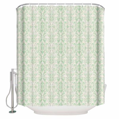 Green Paisley Ethnic Shower Curtain Set with Hook 36" x 78",Washable Cloth Polyester Fabric Shower+Curtain,Waterproof Bath/Bathroom/Showers/Bathtubs Curtains Traditional Oriental Mandala Floral Boho