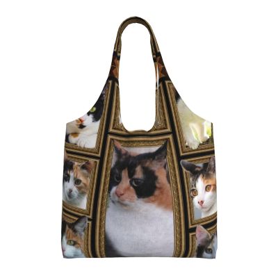 Xsovgoi Calico Cat Canvas Tote Bags For Grocery Shopping Reusable Cloth Bags Soft Shoulder Bag
