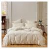 GLAMDIA Bed, Luxury Light Pink Lace Embroidery Princess Bedding Set Korean Style Egypt Cotton Solid Quilt/Duvet Cover Bed Sheet Pillowcases, King, White, MM-102 view 1