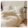 GLAMDIA Bed, Luxury Light Pink Lace Embroidery Princess Bedding Set Korean Style Egypt Cotton Solid Quilt/Duvet Cover Bed Sheet Pillowcases, King, White, MM-102 view 3