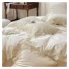GLAMDIA Bed, Luxury Light Pink Lace Embroidery Princess Bedding Set Korean Style Egypt Cotton Solid Quilt/Duvet Cover Bed Sheet Pillowcases, King, White, MM-102 view 4