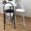 Folding Seat Padded Bar Stool with Footrest, Portable Lightweight Easy to Clean Steel Frame Counter Folding Chair(Color:Beige,Size:60cm) view 2