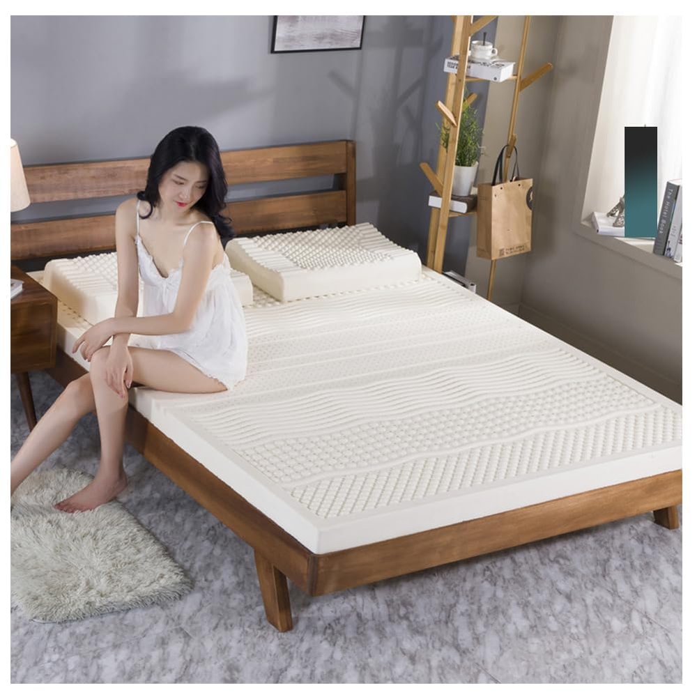 BIRJXVTO Natural Latex Hybrid Mattress, Breathable, Soft, and Comfortable Bed Toppers for Back Pain, Latex Mattress for Better Sleep,5cm,100 * 190cm