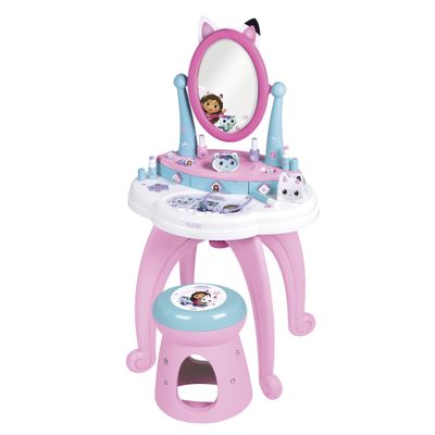 Smoby - Gabby et la Maison Magique - 2-in-1 Dressing Table - Stool + 12 Dummy Accessories Included - Adjustable Mirror - Suitable for Ages 3 and Above - Made in France