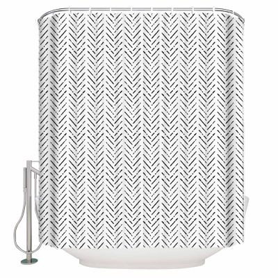 Black White Striped Shower Curtain Set with Hook 36" x 78",Washable Cloth Polyester Fabric Shower+Curtain,Waterproof Bath Curtains for Bathroom,Showers,Bathtubs Decor Contemporary Minimalist Geometric