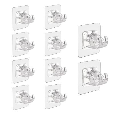 10PCS No Drill Curtain Rod Brackets, Nail-Free Self-Adhesive Curtain Rod Hooks, Multi-Purpose Adjustable Curtain Rod Hooks for Home, Kitchen, Bathroom(Transparent)