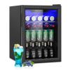 DOGHLY 2.6 Cu.ft Beverage Refrigerator Cooler, 95 Can Mini Fridge with Glass Reversible Door, Digital Temperature Display for Soda, Beer or Wine For Office or Bar with Adjustable Removable Shelves view 1