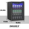DOGHLY 2.6 Cu.ft Beverage Refrigerator Cooler, 95 Can Mini Fridge with Glass Reversible Door, Digital Temperature Display for Soda, Beer or Wine For Office or Bar with Adjustable Removable Shelves view 3