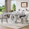 LUFTUT 7 Piece Modern Dining Table Set for 6,Counter Height Dining Table Set,63" Faux Marble Room Table with 6 Grey Leather Barstools,Bar Height Table and Chairs Ideal for Pub Kitchen view 1