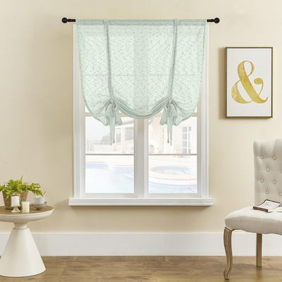 Liveinu Curtain Thermal Insulated Tie Up Window Shade Light Blocking Curtains for Kitchen Bathroom, Decoration Balloon Shade Corner Window Drape, Mint Green, 48" W x 56" L