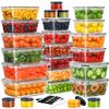 50 PCS Food Storage Containers Set, Plastic Food Containers for Pantry Kitchen Storage and Organization, Microwave and Dishwasher Safe, Leakproof & BPA-Free with Labels Pen(25 Containers & 25 Lids) view 1