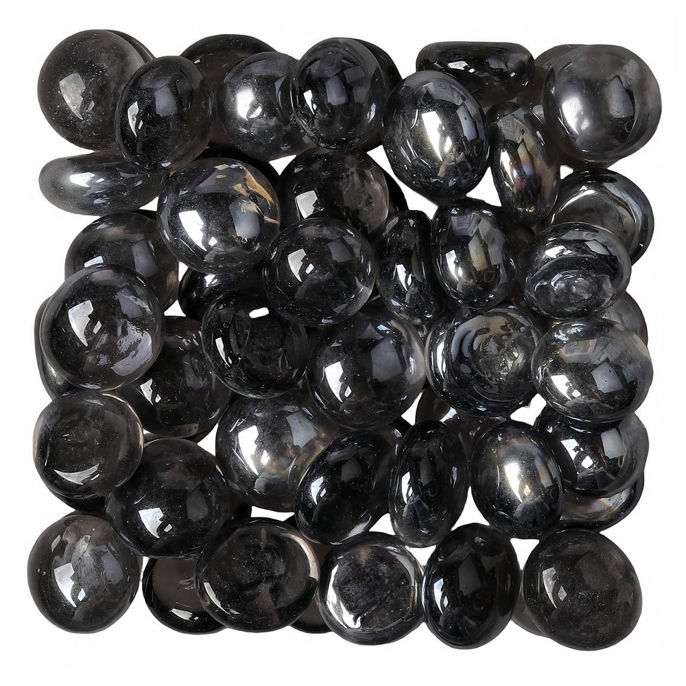 LiFschal 200G(0.45LB) Flat Glass Marbles,Grey Colour Mini Glass Gems,Flat Bottom Marble Beads,Vase Fillers Beads Decorative Glass Pebbles for Fish Tank Home Decorative,60-70PCS(0.51"-0.71")