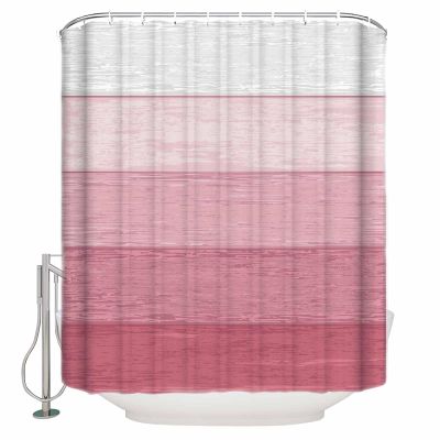 Pink Farmhouse Shower Curtain Set with Hook 36" x 72",Washable Cloth Polyester Fabric Shower+Curtain,Waterproof Bath Curtains for Bathroom,Showers,Bathtubs Decor Geometric Pastel Solid Wooden Grain