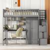 NicBex Loft Bed with Desk Loft Bed with Desk and Storage Queen Bed Frame with Storage Bunk Bed with Desk Underneath The Lower Level is a Wardrobe Suitable for Families with Many Children, Gray view 1