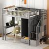 NicBex Loft Bed with Desk Loft Bed with Desk and Storage Queen Bed Frame with Storage Bunk Bed with Desk Underneath The Lower Level is a Wardrobe Suitable for Families with Many Children, Gray view 2