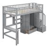 NicBex Loft Bed with Desk Loft Bed with Desk and Storage Queen Bed Frame with Storage Bunk Bed with Desk Underneath The Lower Level is a Wardrobe Suitable for Families with Many Children, Gray view 4