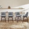 cinkehome Swivel Counter Height Bar Stool with Back Set of 4, 26" High Modern Barstools or Kitchen Island, Upholstered Bar Stools with Sturdy Wood Legs, Dinings, Pub, Grey view 1
