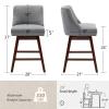 cinkehome Swivel Counter Height Bar Stool with Back Set of 4, 26" High Modern Barstools or Kitchen Island, Upholstered Bar Stools with Sturdy Wood Legs, Dinings, Pub, Grey view 2