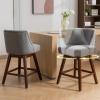 cinkehome Swivel Counter Height Bar Stool with Back Set of 4, 26" High Modern Barstools or Kitchen Island, Upholstered Bar Stools with Sturdy Wood Legs, Dinings, Pub, Grey view 3
