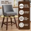 cinkehome Swivel Counter Height Bar Stool with Back Set of 4, 26" High Modern Barstools or Kitchen Island, Upholstered Bar Stools with Sturdy Wood Legs, Dinings, Pub, Grey view 4