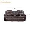 A Ainehome Recliner Sofa, Reclining Sofa 3 Seats Dual Recliner, Bonded Leather Recliner Couch, Modern Brown Recliner Chair for Living Room, with a Drop-Off Table(Brown-1) view 2