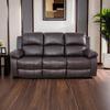 A Ainehome Recliner Sofa, Reclining Sofa 3 Seats Dual Recliner, Bonded Leather Recliner Couch, Modern Brown Recliner Chair for Living Room, with a Drop-Off Table(Brown-1) view 3
