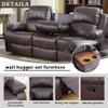 A Ainehome Recliner Sofa, Reclining Sofa 3 Seats Dual Recliner, Bonded Leather Recliner Couch, Modern Brown Recliner Chair for Living Room, with a Drop-Off Table(Brown-1) view 4