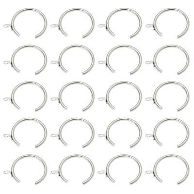 The Lord of the Tools 20Pcs Silver Metal Passing Curtain Pole Rings Curtain C Type Ring for Bay Window Curtain Poles Chrome with Fixed Eye Sliding Eyelet, HP869_M