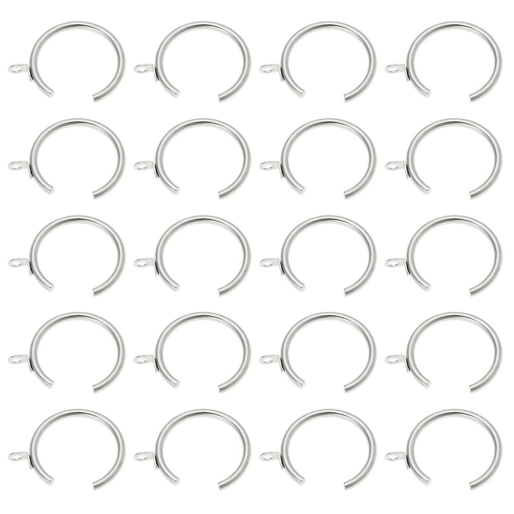 The Lord of the Tools 20Pcs Silver Metal Passing Curtain Pole Rings Curtain C Type Ring for Bay Window Curtain Poles Chrome with Fixed Eye Sliding Eyelet, HP869_M