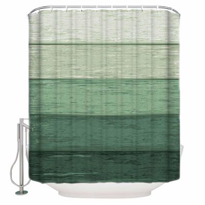 Green Shower Curtain Set with Hook 36" x 78",Washable Cloth Polyester Fabric Shower+Curtain,Waterproof Bath Curtains for Bathroom,Showers,Bathtubs Decor Farmhouse Geometric Gradient Wood Stripe Retro