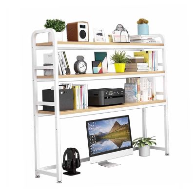 Adjustable Desk Bookcase - Multipurpose Countertop Hutch Bookshelf, Freestanding Storage Display Rack Shelf, 3 Tier Desktop Bookshelf For Computer Desk, Office Desktop Organizer Rack(Color:C,Size:115X