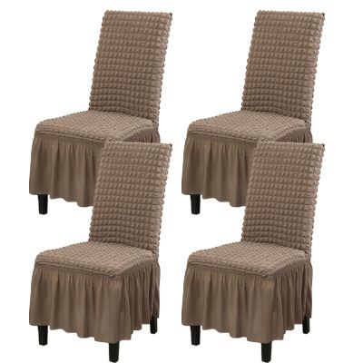 Rakila Stretch Washable Chair Covers for Dining Room Set of 4 Removable Chair Covers with Skirt Kitchen Chair Protector Cover (Khaki, 4 Pack)