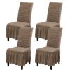 Rakila Stretch Washable Chair Covers for Dining Room Set of 4 Removable Chair Covers with Skirt Kitchen Chair Protector Cover (Khaki, 4 Pack) view 1