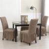 Rakila Stretch Washable Chair Covers for Dining Room Set of 4 Removable Chair Covers with Skirt Kitchen Chair Protector Cover (Khaki, 4 Pack) view 2
