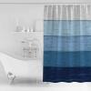Blue Shower Curtain Set with Hook 72" x 96",Washable Cloth Polyester Fabric Shower+Curtain,Waterproof Bath Curtains for Bathroom,Showers,Bathtubs Decor Geometric Retro Striped Rustic Farmhouse Wooden view 2