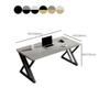 CraftThink Writing Desk, Modern Stone Computer Desk Work Desk Study Table with Steel Sled Base for Home Office (White- Gold,39.5" L x 23.5" W x 29.5" H) view 2