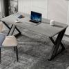 CraftThink Writing Desk, Modern Stone Computer Desk Work Desk Study Table with Steel Sled Base for Home Office (White- Gold,39.5" L x 23.5" W x 29.5" H) view 4