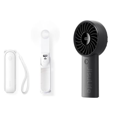 JISULIFE 3 IN 1 Hand Fan with Power Bank, Flashlight & 2024 Powerful Handheld Fan Life4 with LED Display