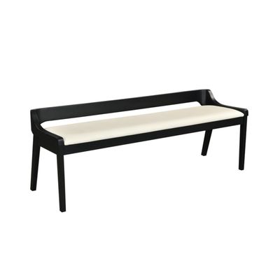 Benjara Kee 60" Dining Bench- Black Rubberwood Frame- Low Back- Cushioned Seat