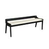 Benjara Kee 60" Dining Bench- Black Rubberwood Frame- Low Back- Cushioned Seat view 1