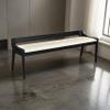 Benjara Kee 60" Dining Bench- Black Rubberwood Frame- Low Back- Cushioned Seat view 2