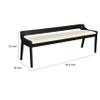 Benjara Kee 60" Dining Bench- Black Rubberwood Frame- Low Back- Cushioned Seat view 3