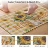 Bath Rugs Bathroom Rug,Summer Retro Sunflower Buffalo Plaid Absorbent Diatomaceous Earth Bath Mat Quick Drying Non Slip Washable Shower Mat,Floral Retro Linen Doormat for Bathtub Kitchen Living Room view 3