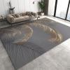 Modern Indoor Area Mat, Abstract Gray Gold Palm Leaves Area Rugs, Rubber Backed Non-Slip Foldable Hardwearing Mat for Family Living Room Bedroom Entryway Hallway Office Porch Study Room 4x5ft view 1
