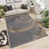 Modern Indoor Area Mat, Abstract Gray Gold Palm Leaves Area Rugs, Rubber Backed Non-Slip Foldable Hardwearing Mat for Family Living Room Bedroom Entryway Hallway Office Porch Study Room 4x5ft view 2
