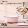 Ciwete 6 QT Dutch Oven Pot with Lid, Enameled Cast Iron Dutch Oven for Bread Making, Braiser, Cooking, Dual Handles, Oven Safe up to 500 F or on Stovetop, Gifts for Family - Pink view 2