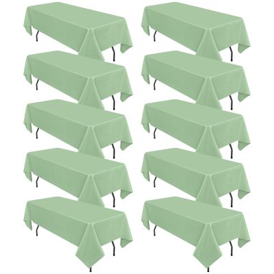 10 Pack Sage Green Tablecloths for 6ft Rectangle Tables 60 x 102 Inch - Polyester Table Cover Stain and Wrinkle Resistant Washable Fabric Table Clothes for Wedding Party Banquet Reception Restaurant
