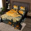 Manfei Black Crow Bedspread King Size,Black Bats Moonlight Halloween Coverlet Set,Girls Boys Women Room Decor,Happy Halloween Western Holiday Quilted Coverlet,Grey Trippy Bedding Quilt,2 Pillowcases view 1