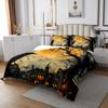 Manfei Black Crow Bedspread King Size,Black Bats Moonlight Halloween Coverlet Set,Girls Boys Women Room Decor,Happy Halloween Western Holiday Quilted Coverlet,Grey Trippy Bedding Quilt,2 Pillowcases view 2